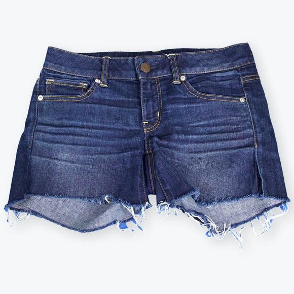 American Eagle Dark Wash Stretch Cut Off Shorts 6 - Picture 1 of 7